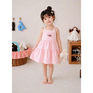 Đầm Dây Cho Bé Gái Mặc Nhà, Đi Chơi Thiết Kế Dáng Xòe Nhẹ Nhàng Chất Cotton Mềm Mát Họa Tiết Siêu Xinh 9-38kg