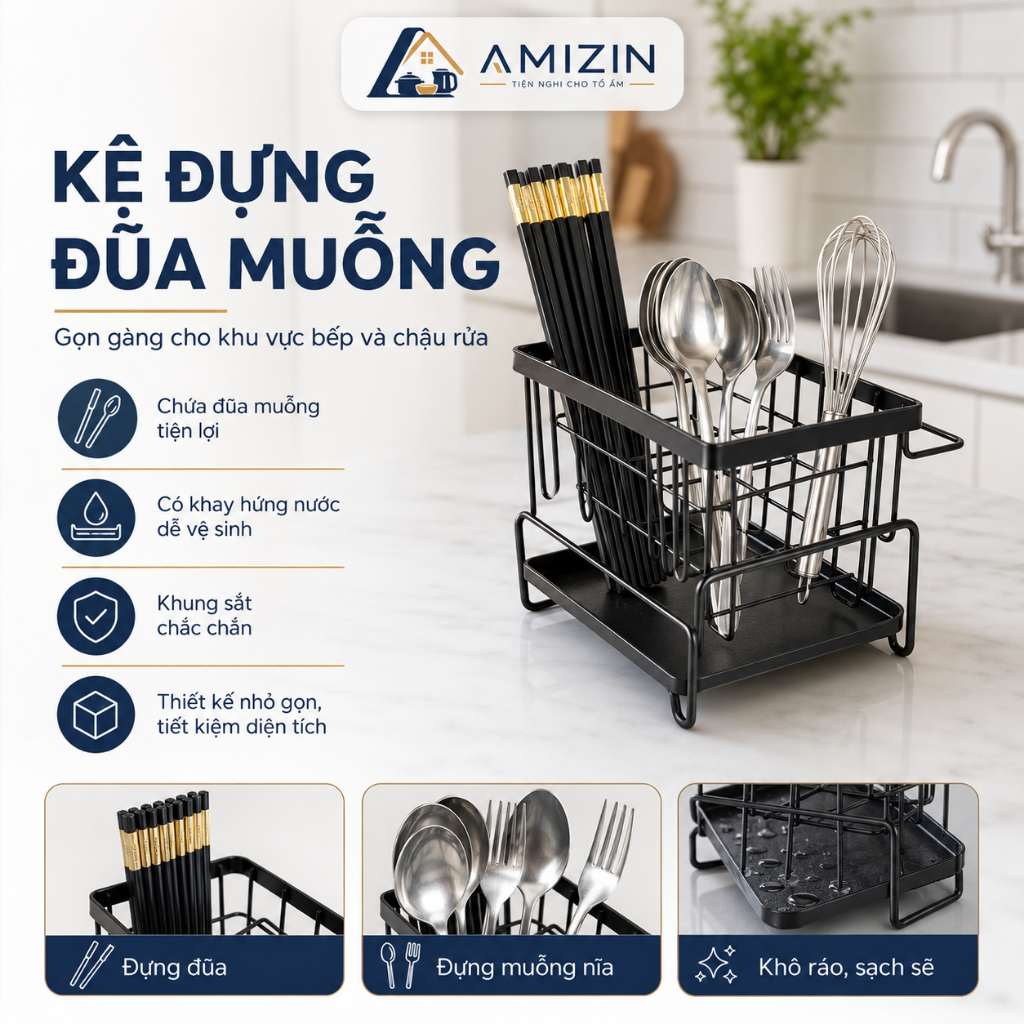 KỆ ĐỂ ĐỒ RỬA CHÉN BÁT MẠ KẼM, KỆ NHÀ BẾP TIỆN ÍCH
