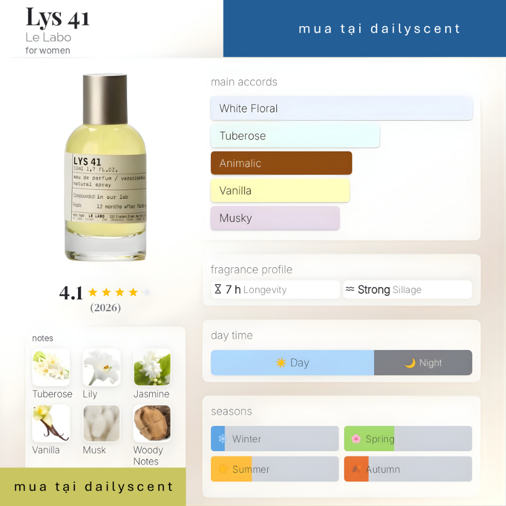 Nước hoa Lys 41 100ml Le Labo| Nước hoa Unisex| Nước hoa Le labo| Nước hoa mùi hoa Ly| Dailyscent