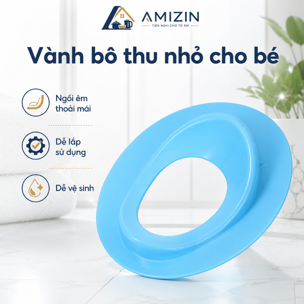 bệ thu nhỏ bồn cầu cho bé, bệ vệ sinh cho bé đi vệ sinh thoải mái 5439 AMIZIN