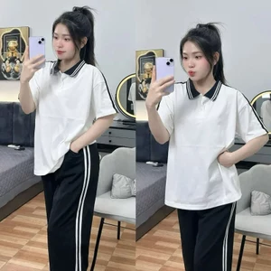 Sét Áo Thun Polo From Thụng Chất Liệu Cotton Mềm Mát Dáng Thể Thao Cá Tính Mặc Đi Học Đi Chơi Basic