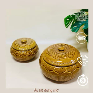 Âu Đựng Mỡ Đựng Mẻ Muối Dưa Muối Cà Màu Da Lươn Gốm Sứ Bát Tràng