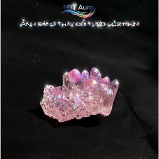 Tinh Thể Hồng Pastel Ánh Kim – Aurora Pink Crystal