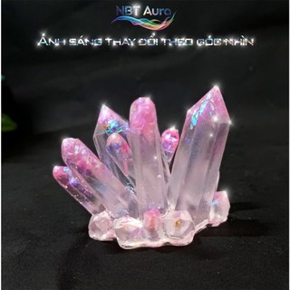 Tinh Thể Hồng Pastel Ánh Kim – Aurora Pink Crystal