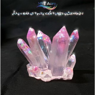 Tinh Thể Hồng Pastel Ánh Kim – Aurora Pink Crystal
