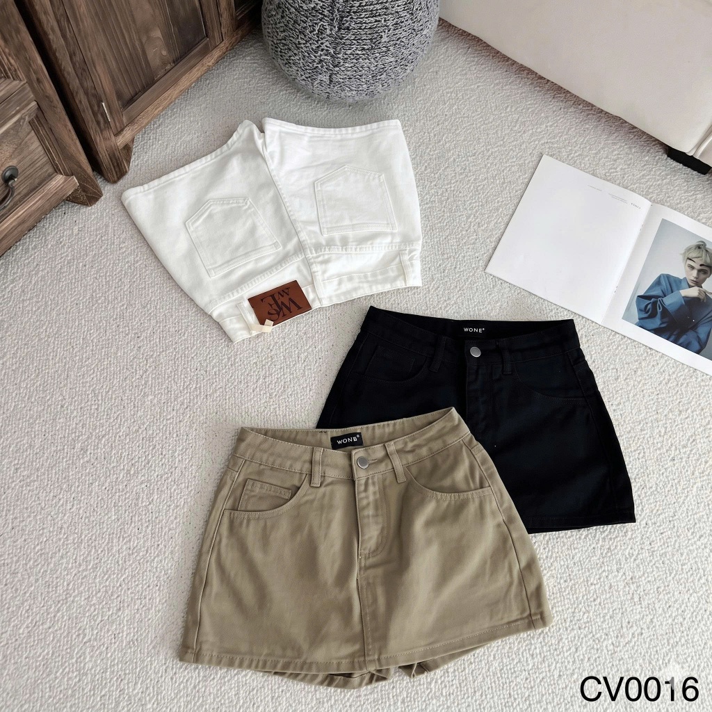 Quần giả váy ngắn jean denim bò trơn basic WEWG HiNa QCCC QCL1 CV0016 #7256