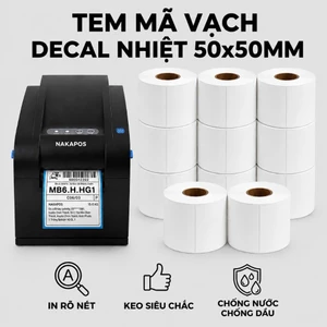 Giấy In Tem Nhiệt Khổ 50x50mm Dạng Cuộn Tem In Tem Phụ 50*50 Diấy Nhiệt [10 CUỘN]