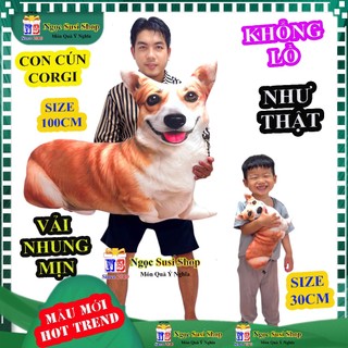 Gấu Bông Con Chó 3D Như Thật Độc Lạ - Thú Nhồi Bông Corgi, Chó Liếc Nâu, Chó Vàng Siêu Cưng NGỌC SUSI