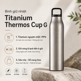 Bình Giữ Nhiệt Mijia Titanium Thermos Cup G 450ml, chất liệu Titanium Nguyên Chất, giữ Nhiệt 6 Giờ