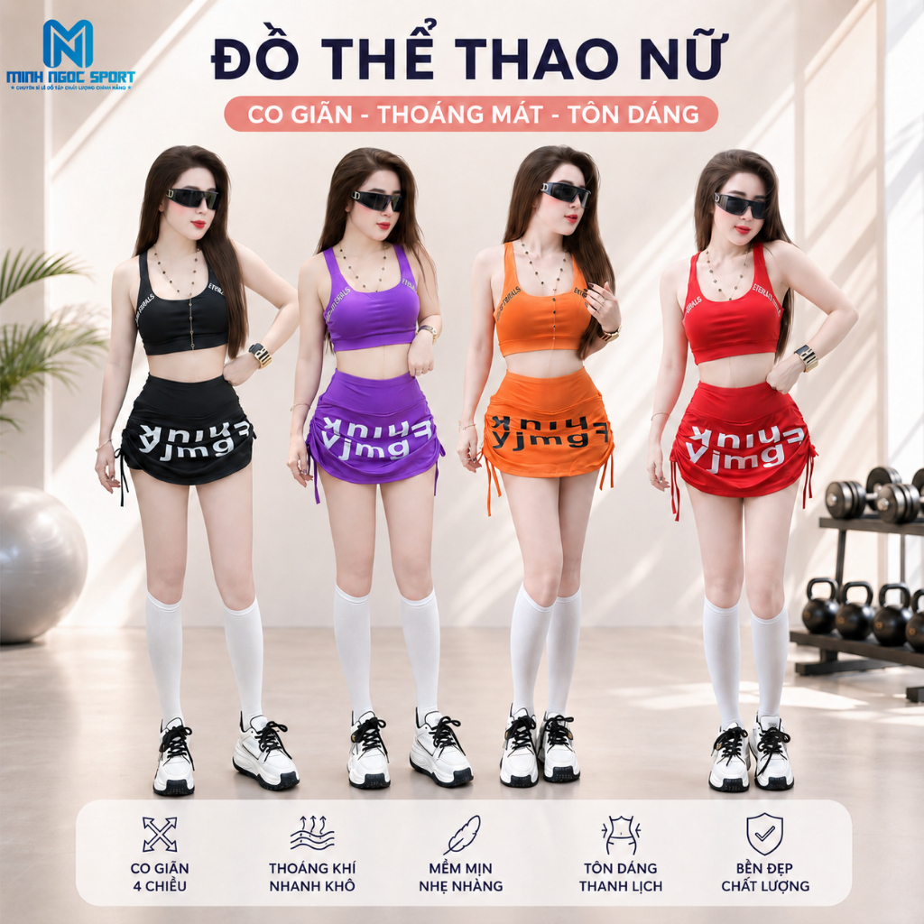 Bộ đồ tập gym yoga nhảy erobic chất thun lạnh mát co dãn, 8 màu bộ thể thao nữ | Mmestore [AH-01]