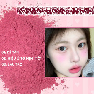 [Sale 50%]  Phấn má hồng mịn lì XiXi 4 ô nhũ sáng highlight trang điểm tích hợp phấn mắt nhũ lì bền màu. Happykids
