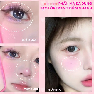 [Sale 50%]  Phấn má hồng mịn lì XiXi 4 ô nhũ sáng highlight trang điểm tích hợp phấn mắt nhũ lì bền màu. Happykids