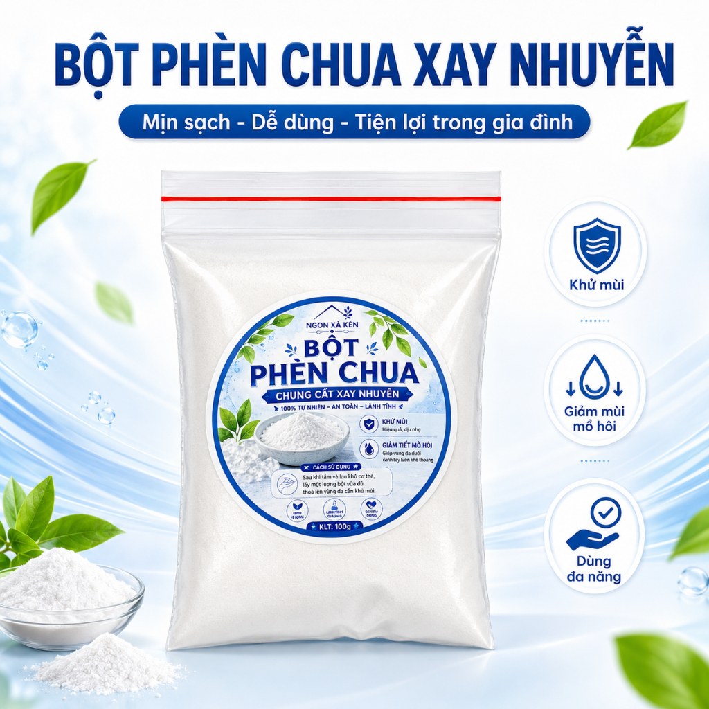 Bột Phèn Chua Chưng Cất, Hỗ Trợ Khử Mùi Cơ Thể, Giảm Mùi Mồ Hôi