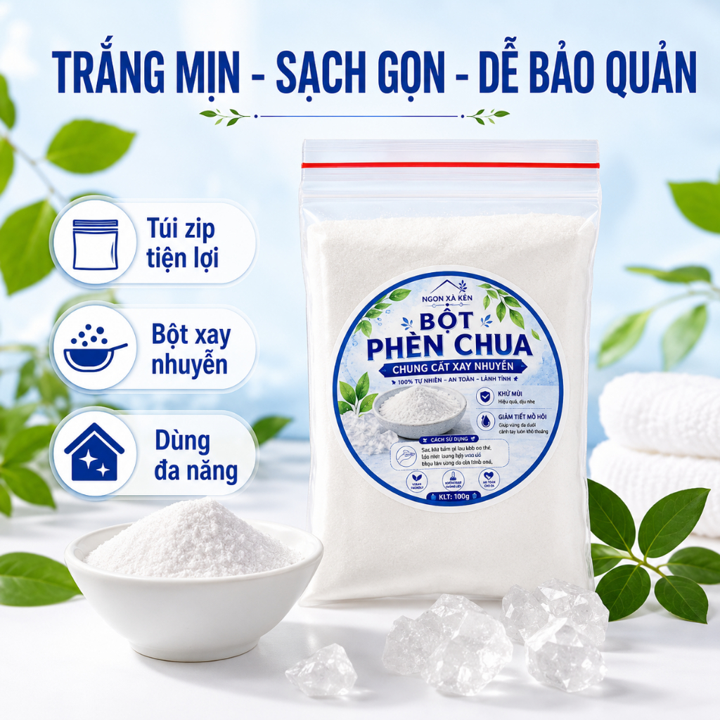 Bột Phèn Chua Chưng Cất, Hỗ Trợ Khử Mùi Cơ Thể, Giảm Mùi Mồ Hôi