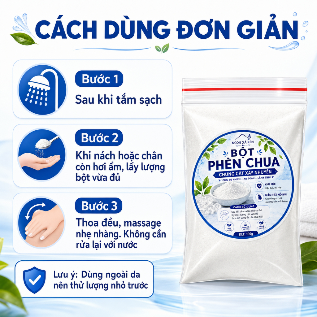 Bột Phèn Chua Chưng Cất, Hỗ Trợ Khử Mùi Cơ Thể, Giảm Mùi Mồ Hôi