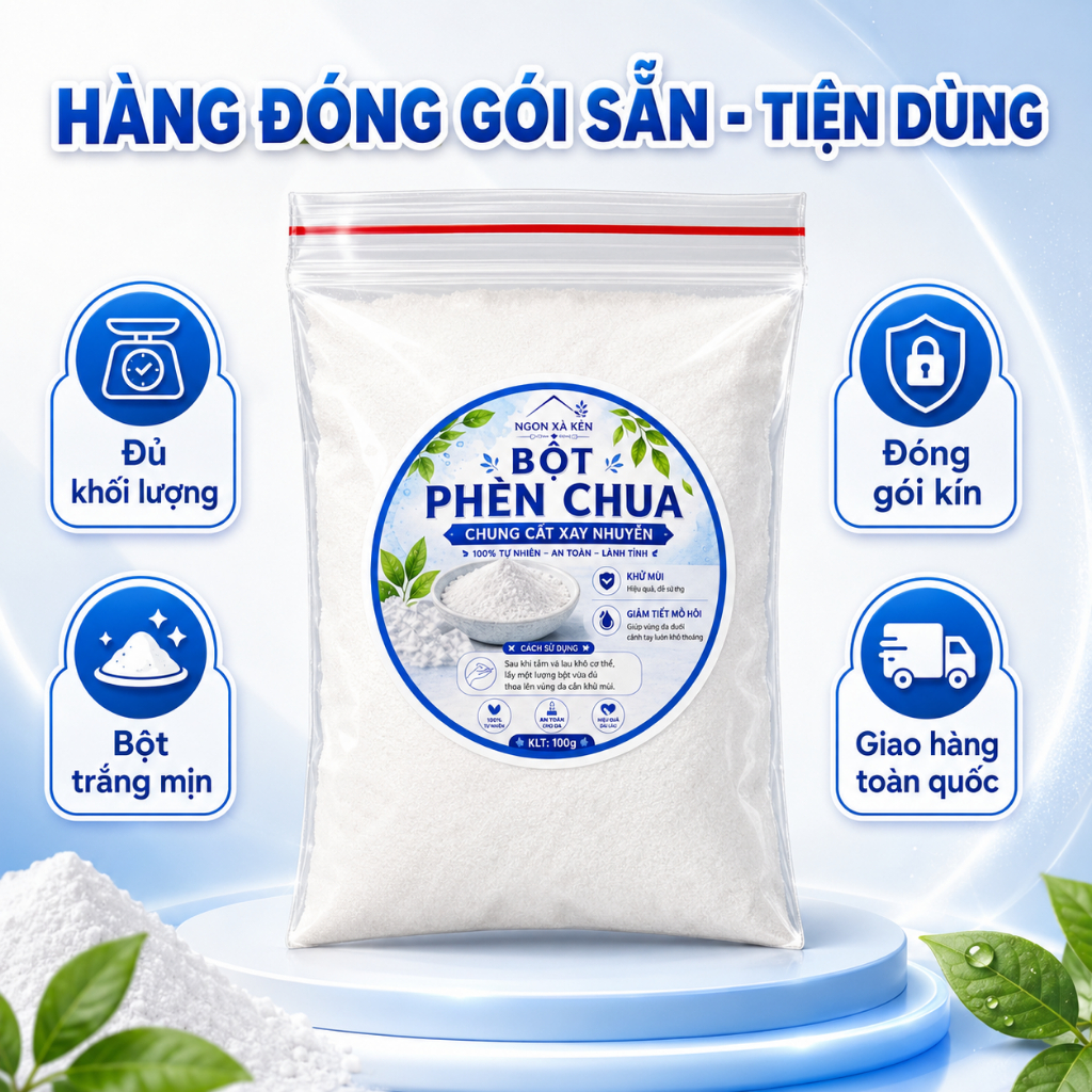 Bột Phèn Chua Chưng Cất, Hỗ Trợ Khử Mùi Cơ Thể, Giảm Mùi Mồ Hôi