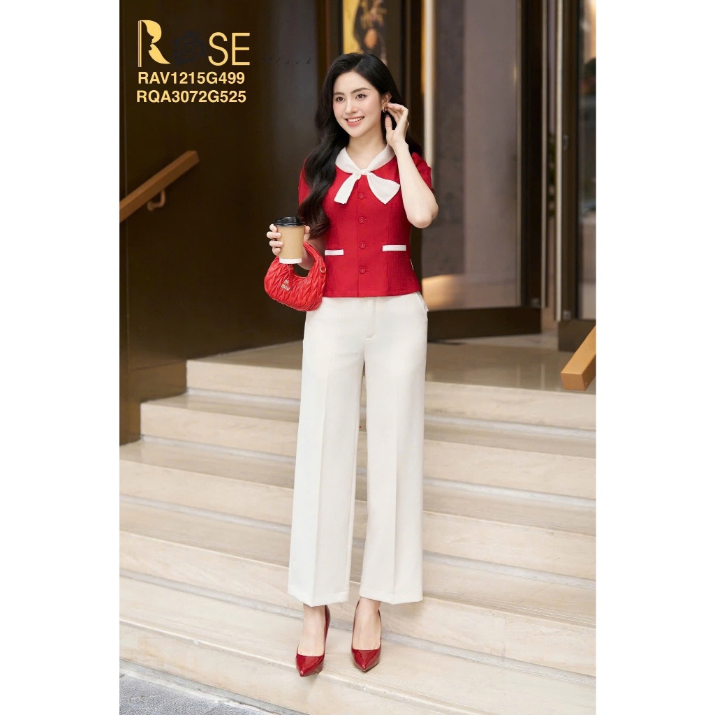 Áo công sở ROSE BLACK chất liệu Nữ hoàng Nhật cao cấp mềm mại ,co giãn, chuẩn phom-tôn dáng.