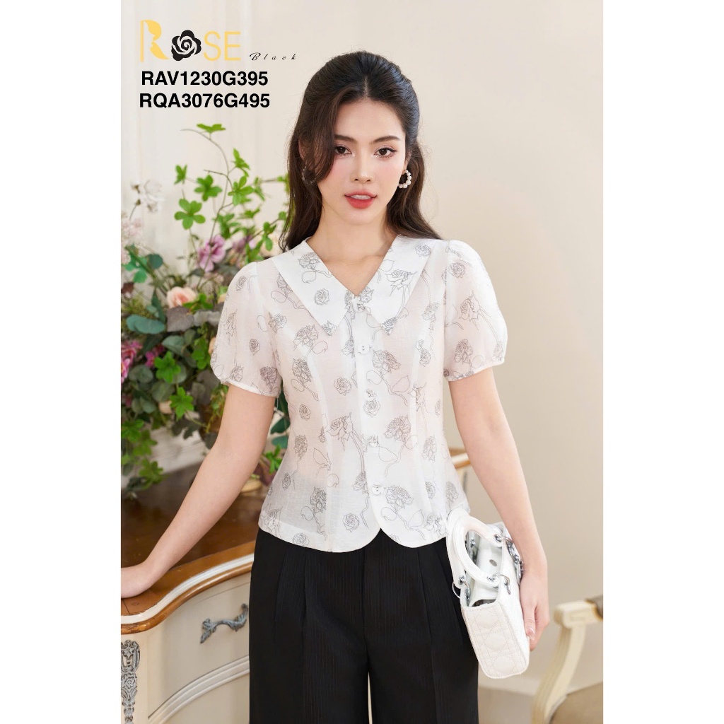 Áo công sở ROSE BLACK chất liệu Nữ hoàng Nhật cao cấp mềm mại ,co giãn, chuẩn phom-tôn dáng.