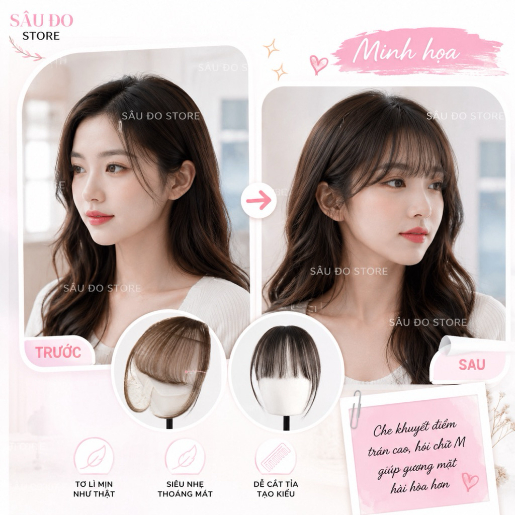 [RẺ NHẤT] TÓC KẸP MÁI THƯA HÀN QUỐC SIÊU THỰC DỄ DÙNG CHO NỮ
