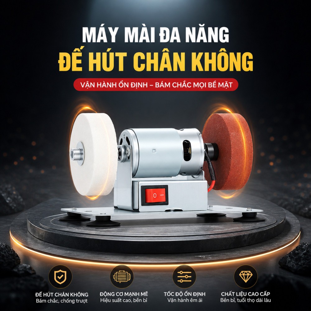 Máy Mài Dao Kéo 2 Đá Động Cơ Mạnh Mẽ, Máy Đánh Bóng Điều Chỉnh Tốc Độ Linh Hoạt, Máy Mài Mini Mài Thô Mài Tinh Cao Cấp