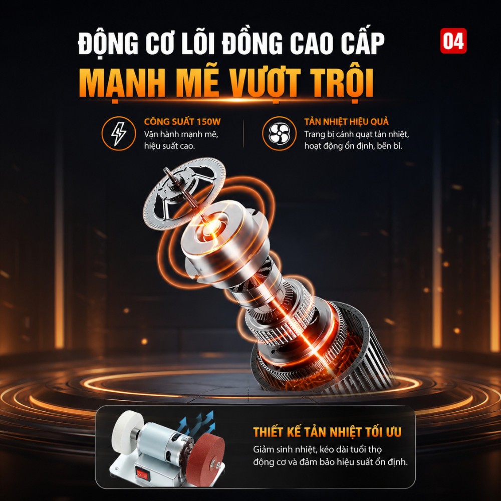 Máy Mài Dao Kéo 2 Đá Động Cơ Mạnh Mẽ, Máy Đánh Bóng Điều Chỉnh Tốc Độ Linh Hoạt, Máy Mài Mini Mài Thô Mài Tinh Cao Cấp