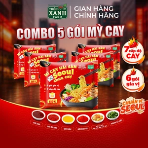 Combo 5 Gói Mì Cay Seoul 7 Cấp Độ Cay 6 Gói Gia Vị Hải Sản Chua Cay Trang Trại Sạch Thôn Xanh Farm