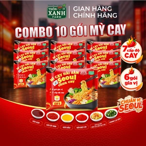 Combo 10 Gói Mì Cay Seoul 7 Cấp Độ Cay 6 Gói Gia Vị Hải Sản Chua Cay Trang Trại Sạch Thôn Xanh Farm