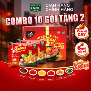Hộp 10 Tặng 2 - Mì Cay Seoul 7 Cấp Độ 6 Gói Gia Vị Hải Sản Chua Cay Trang Trại Sạch Thôn Xanh Farm