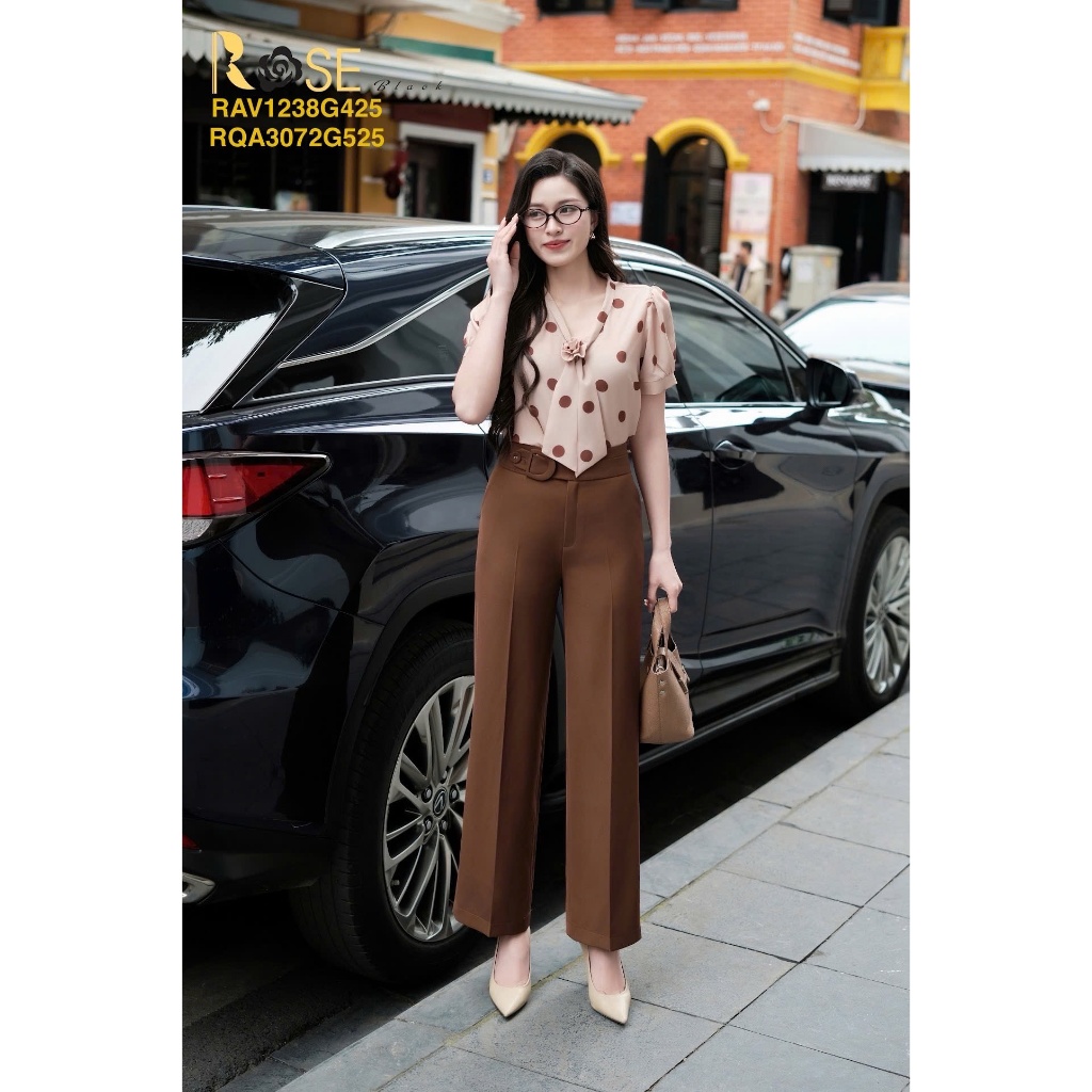 (Chính hãng) Áo sơ mi nữ ROSE BLACK thiết kế cổ chữ V thanh lịch, siêu mát, trẻ trung, nhẹ nhàng đầy tinh tế 1238