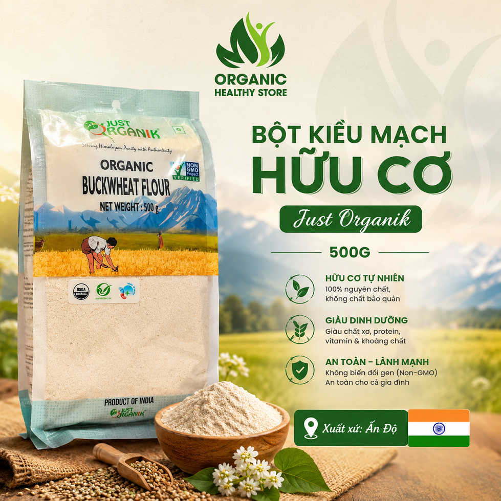 Bột Kiều Mạch Hữu Cơ Organic Buckwheat flour Just Organik 500g