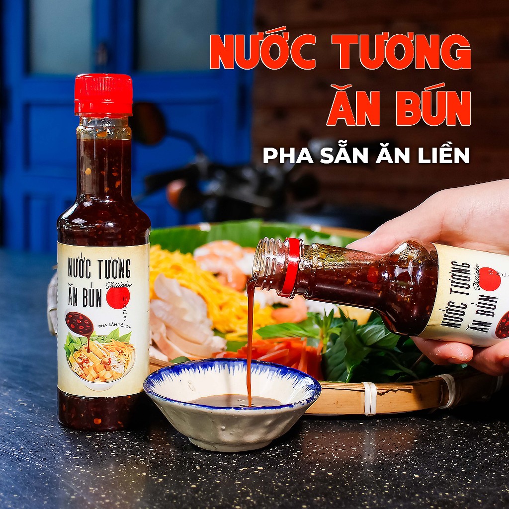 Nước Tương Pha Sẵn Tỏi Ớt Ăn Liền Shiitake 270g Ăn Bún Rất Ngon Trang Trại Sạch Thôn Xanh Farm