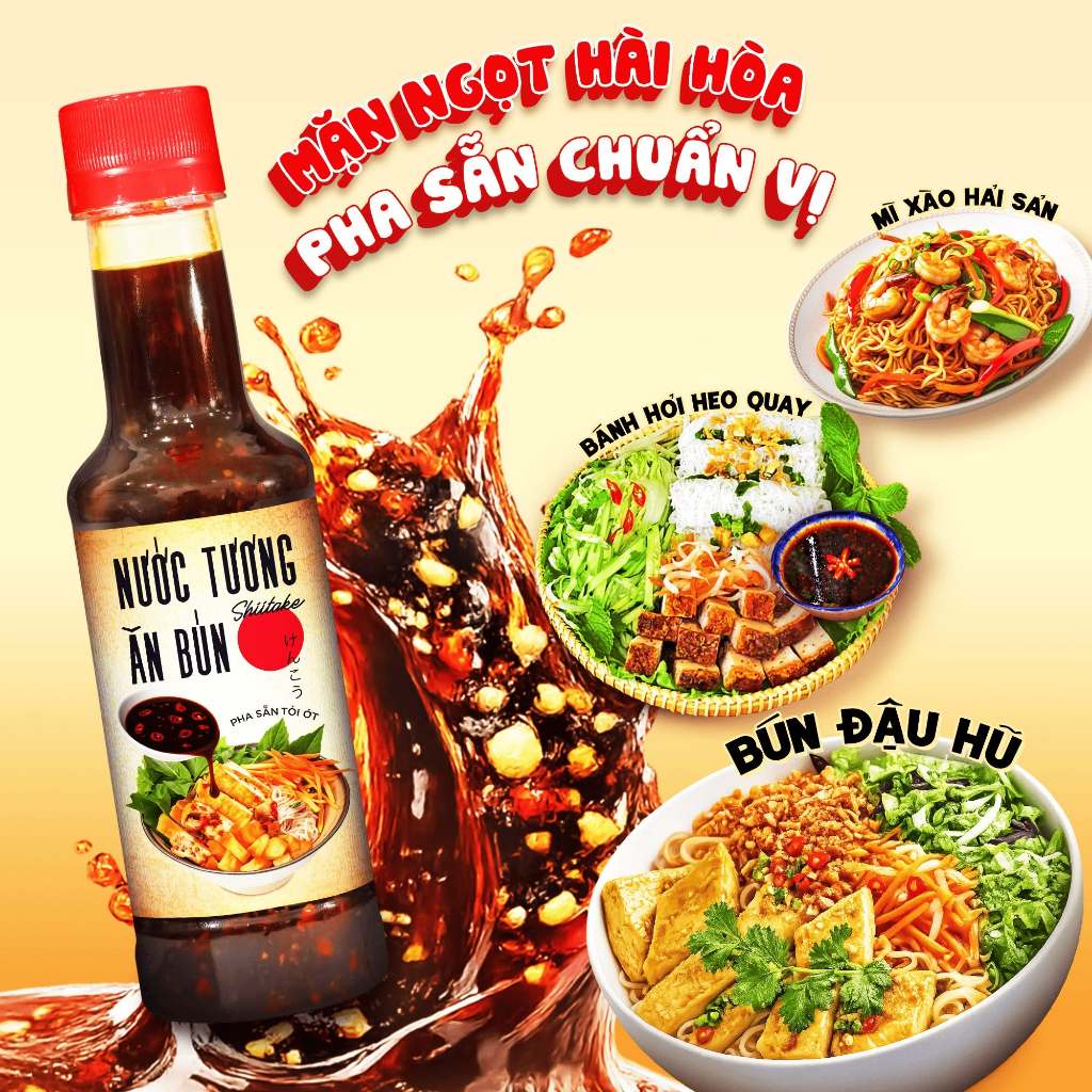 Nước Tương Pha Sẵn Tỏi Ớt Ăn Liền Shiitake 270g Ăn Bún Rất Ngon Trang Trại Sạch Thôn Xanh Farm