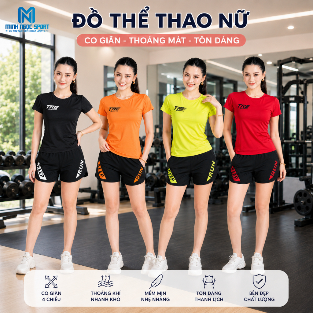 Bộ quần áo thể thao tập gym nữ phối 2 màu, chạy bộ rất thoải mái, nhảy erobic Kèm mút ngực [TH-02]