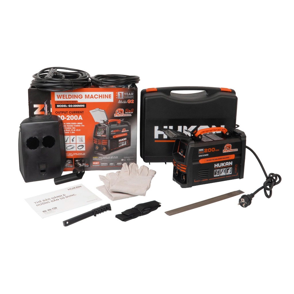 Máy Hàn Điện Tử Mini HUKAN G2-200MINI, 2trong1 Hàn MMA / Hàn TIG, Công Suất 6.1kw - Tặng Bộ Phụ Kiện