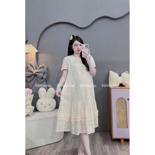 VÁY BẦU CỘC TAY BE REN TRÁM CỔ SEN CHÂN VÁY DẬP LY