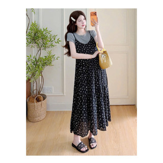 SET VÁY BẦU CỘC TAY  YẾM HOA ÁO ZIP RỜI