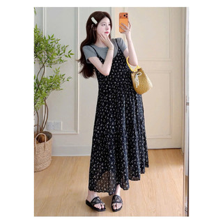 SET VÁY BẦU CỘC TAY  YẾM HOA ÁO ZIP RỜI