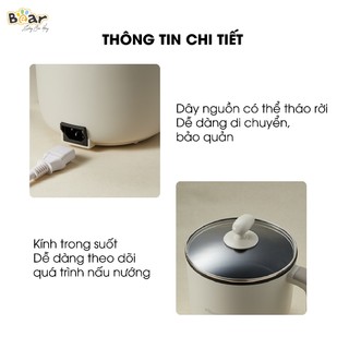 Nồi Lẩu Điện Mini Bear 1.2L DRG-C12K1 Nấu Mì Đa Năng Chống Dính An Toàn Tự Động Ngắt Bảo Hành 18T