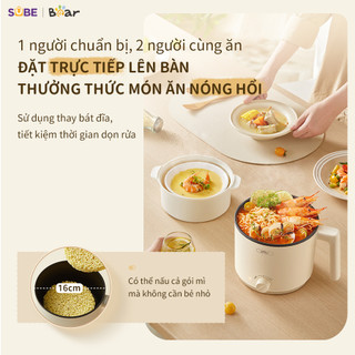 Nồi Điện Đa Năng Bear MC-4H16H Nồi Lẩu Mini Chống Dính Ca Nấu Mì Chiên Xào Tiện Lợi Chính Hãng