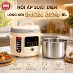 Nồi áp suất điện inox 304 Kalpen P5 HỎA TỐC 6L 1300W, nồi áp xuất điện đa năng, nồi hầm điện cao cấp — ảnh 1