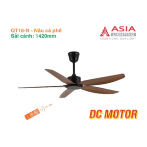 Quạt Trần 5 Cánh Cao Cấp Quạt Trần Phòng Khách Asia QT16 55W, Động Cơ DC Tiết Kiệm điện, Bảo Hành 24 Tháng
