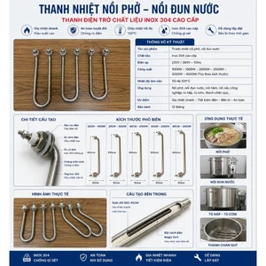 Thanh nhiệt nồi phở , nồi đun nước , thanh điện trở chần quỳ