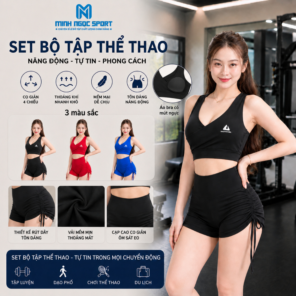 Bộ tập gym yoga aerobic nữ, tặng kèm mút ngực, chất vải co dãn 4 chiều, bộ tập thể thao nữ đi bơi I mmestore [TT-Tim]