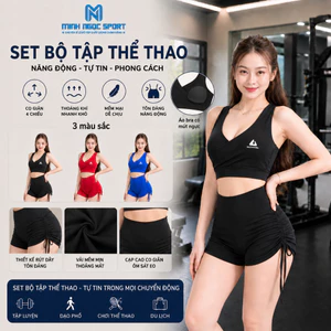 Bộ tập gym yoga aerobic nữ, tặng kèm mút ngực, chất vải co dãn 4 chiều, bộ tập thể thao nữ đi bơi I mmestore [TT-Tim]