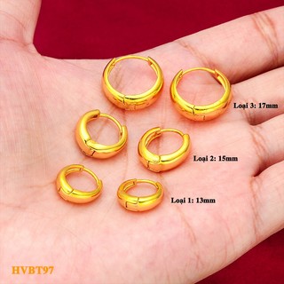 Bông Tai Nữ, Khuyên Tròn Cổ Điển Xi Mạ Vàng 24K - Thiết Kế Thanh Lịch - Trang Sức Hava - HVBT97