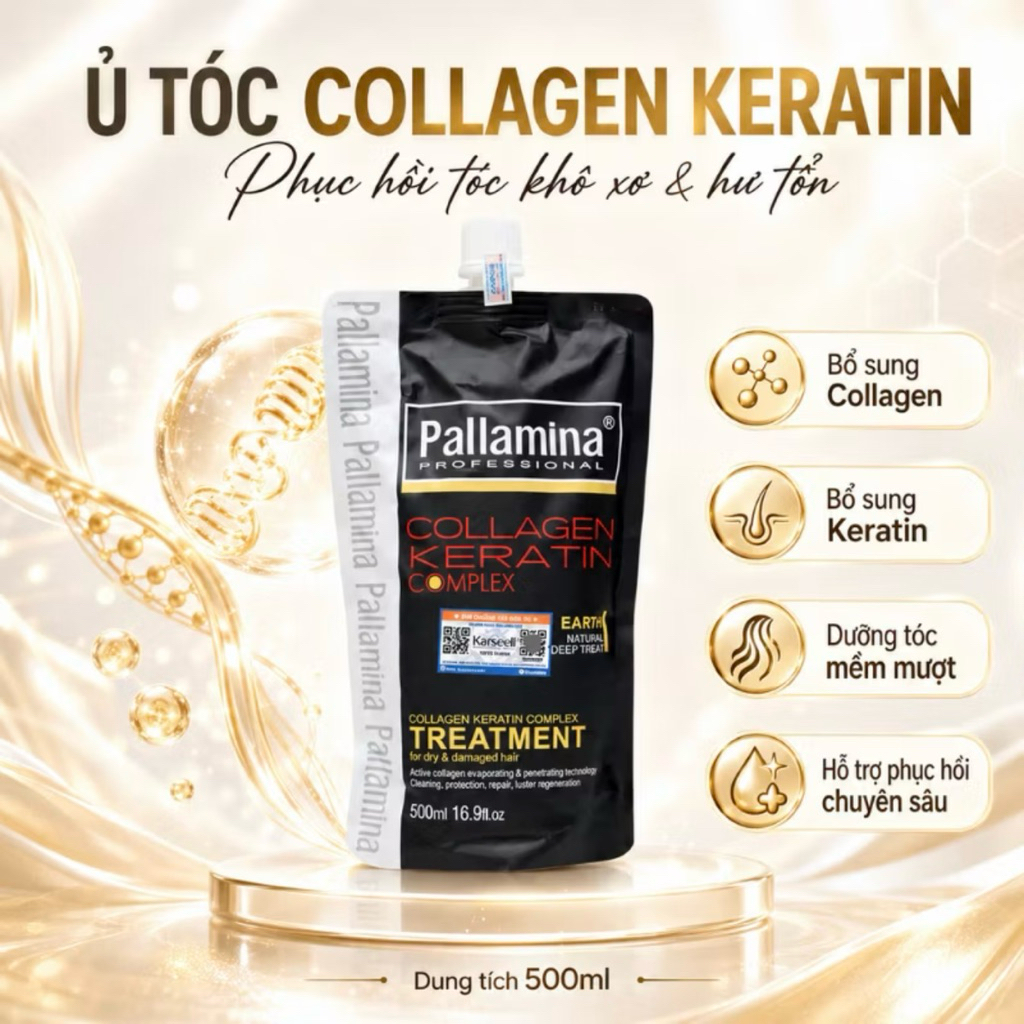 DẦU HẤP Ủ TÓC PALLAMINA COLLAGEN KERATIN COMPLEX PHỤC HỒI, SIÊU MỀM MƯỢT GIẢM GÃY RỤNG