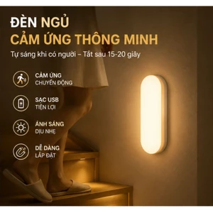 Đèn Cảm Ứng Thông Minh Sạc USB – Tự Sáng Khi Có Người, Gắn Tường Không Cần Khoan