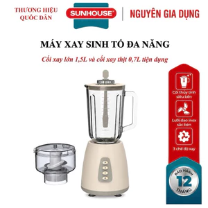 Máy xay sinh tố đa năng Sunhouse , Công suất 350W, Lưỡi dao Inox sắc bén, Cối xay thủy tinh chắc chắn tặng cối xay thịt