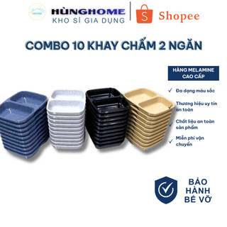COMBO 5 Khay Nước Chấm 2 Ngăn (9 x 7cm) Nhựa Melamine nhiều màu - HùngHome