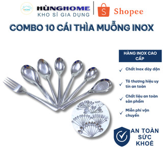 Combo 10c Thìa muỗng cafe, sinh tố INOX dày 5zem cao cấp - HHome
